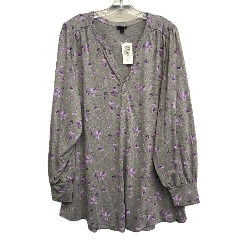 Top Long Sleeve By Torrid In Grey & Purple, Size: 4x