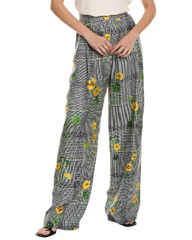 Oscar de la Renta Wide Leg Silk Trouser