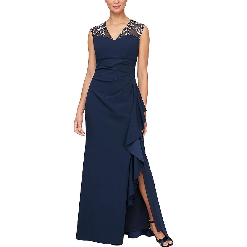 Alex Evenings Womens Embroidered Long Evening Dress