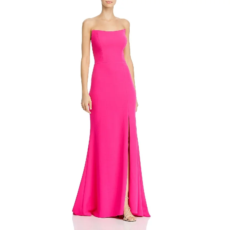 Aqua Womens Twill Strapless Evening Dress