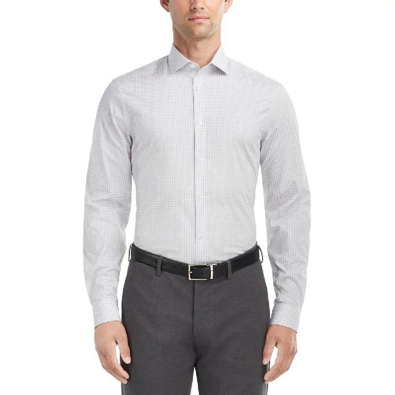 Calvin Klein Mens Slim Window Pane Cotton Button-Down Shirt