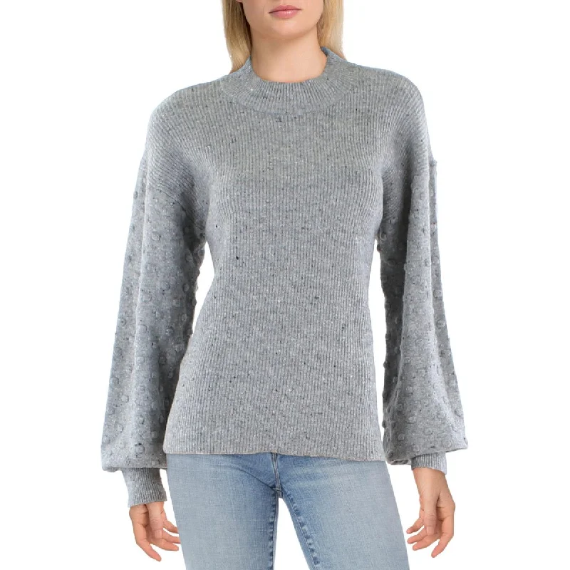 CeCe Womens Cotton Blend Embellished Pullover Sweater