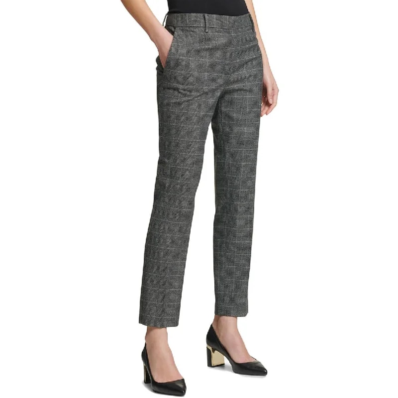 DKNY Womens Glen Plaid Ankle Skinny Pants