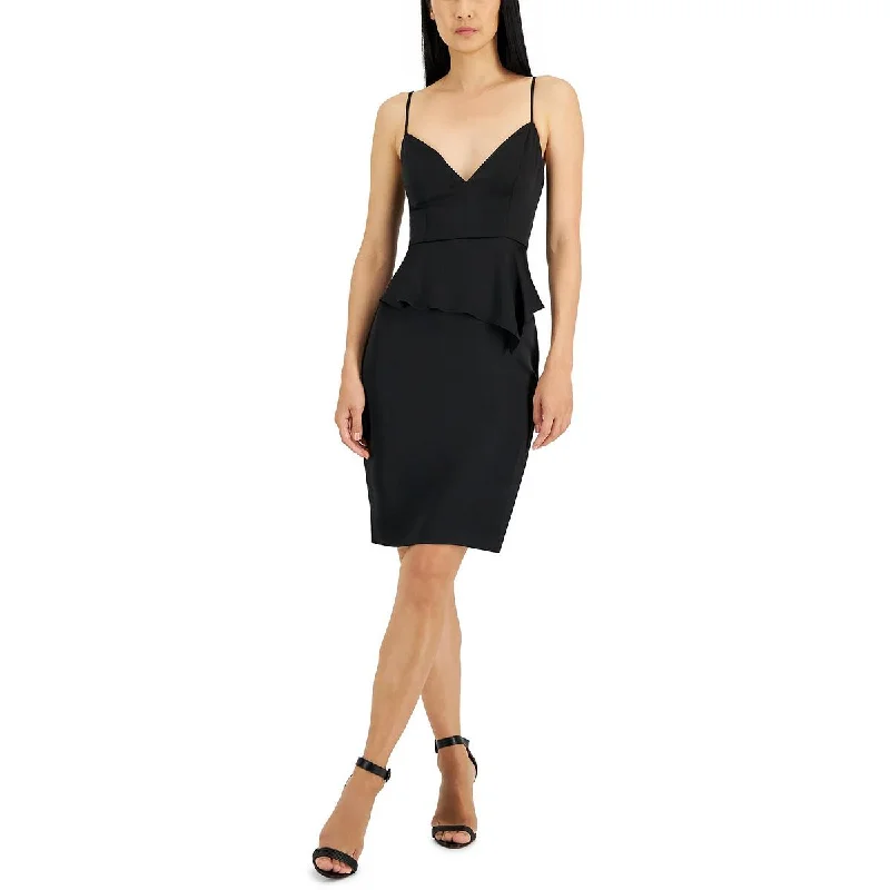 Donna Karan Womens Asymmetrical Ruffled Sheath Dress