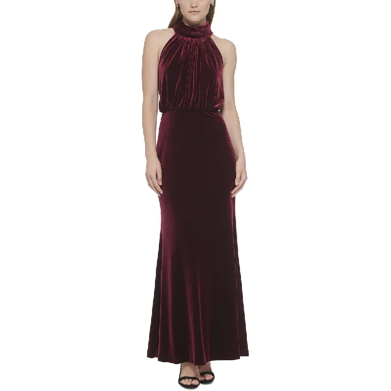 Eliza J Womens Petites Velvet Long Evening Dress