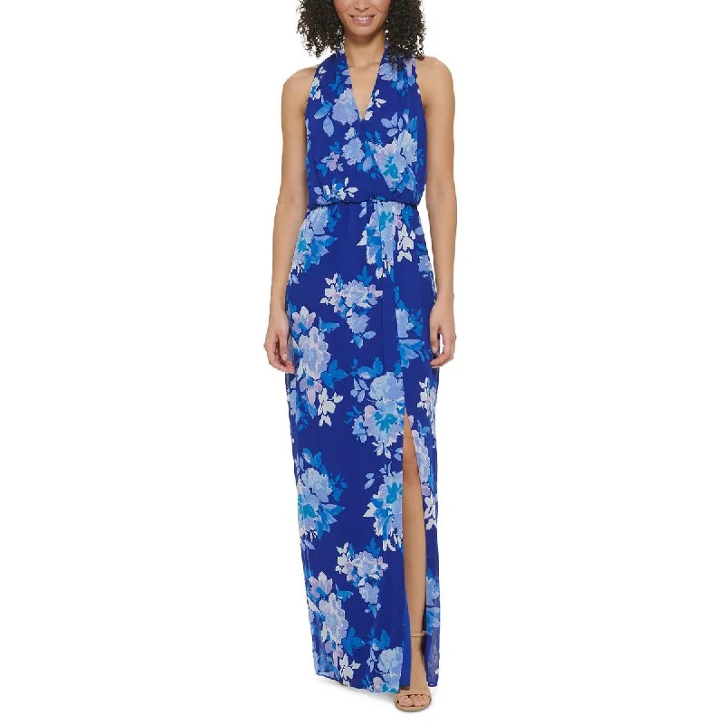 Jessica Howard Womens Chiffon Floral Print Maxi Dress