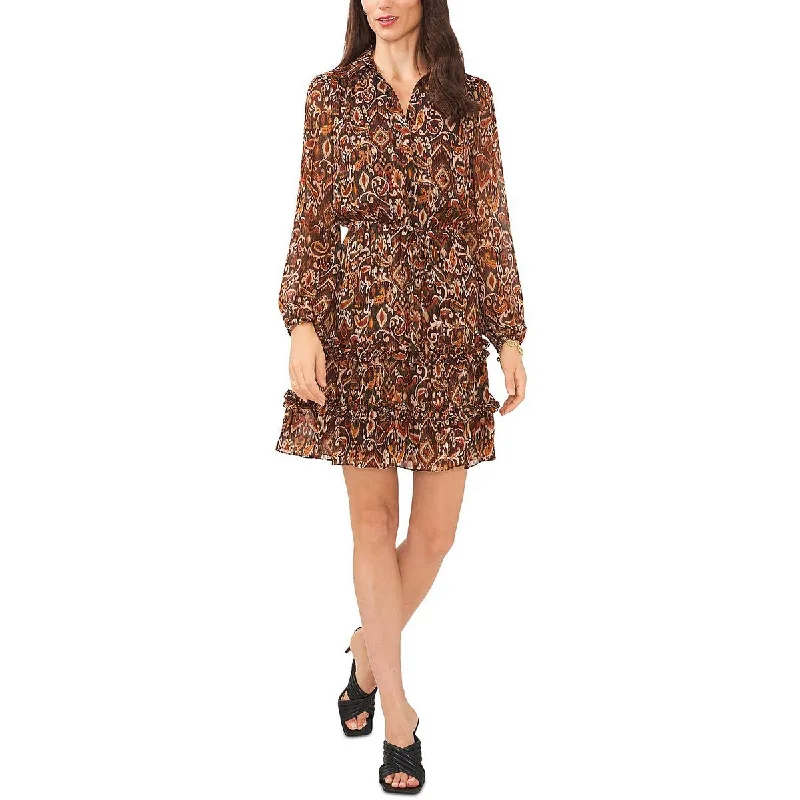 MSK Womens Petites Printed Mini Fit & Flare Dress