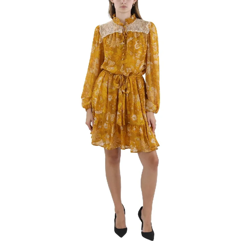 Tahari ASL Womens Floral Mini Shirtdress