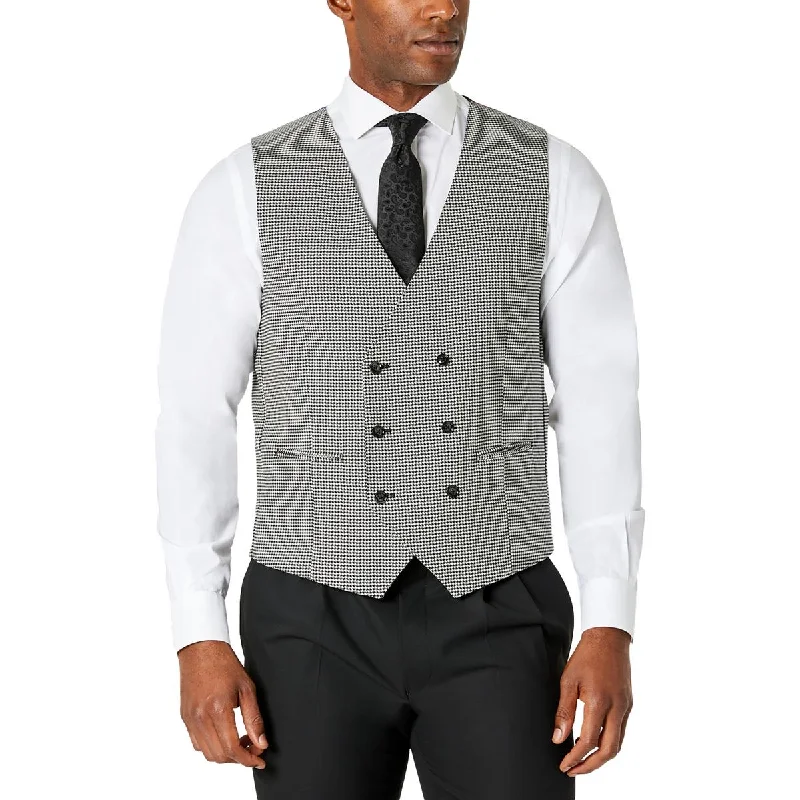 Tayion By Montee Holland Mens Double Breasted Houndstooth Suit Vest