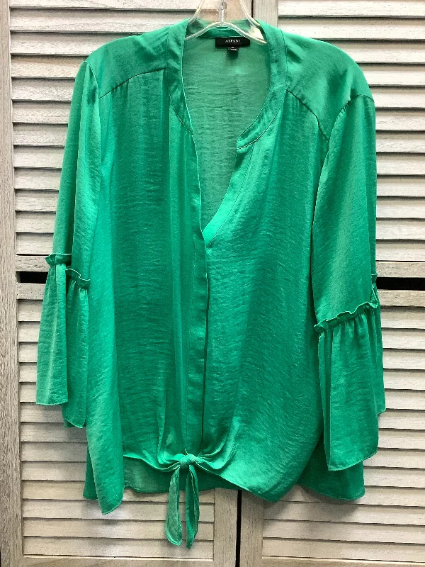 Top Long Sleeve By Alfani In Green, Size: Xl