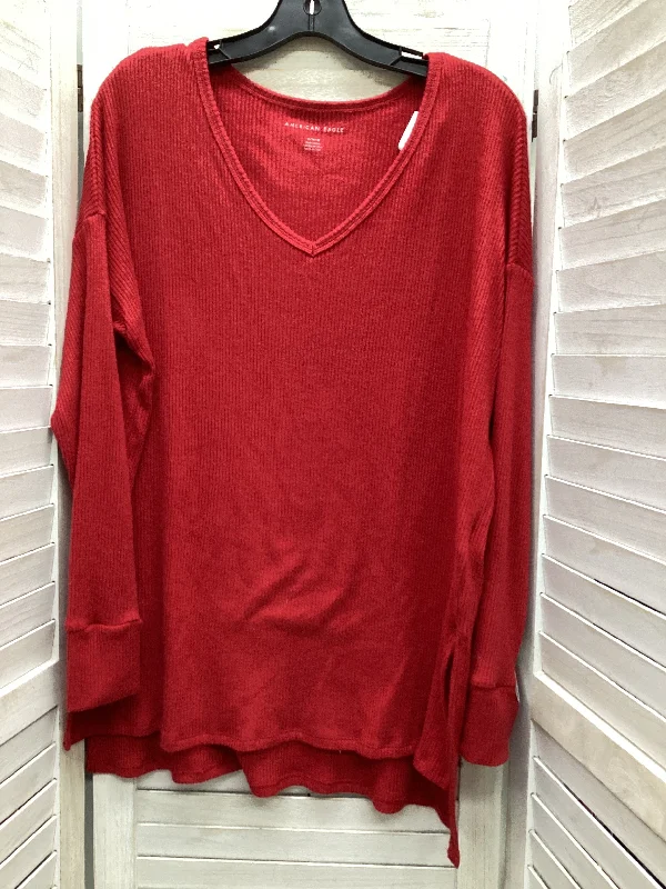 Top Long Sleeve By American Eagle In Red, Size: M