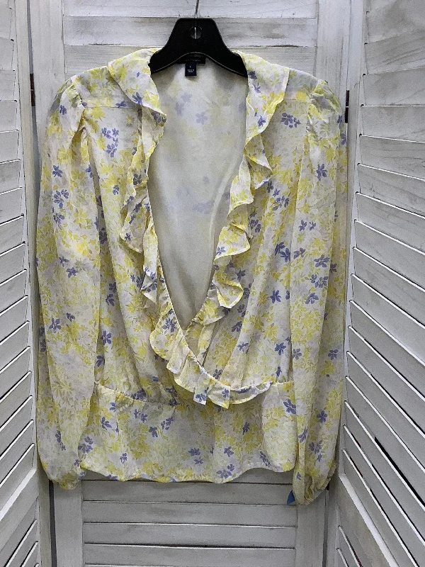 Top Long Sleeve By Ann Taylor In Floral Print, Size: L