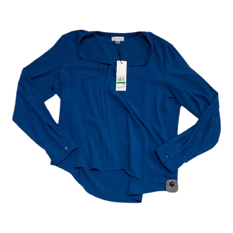 Top Long Sleeve By Calvin Klein In Blue, Size: L